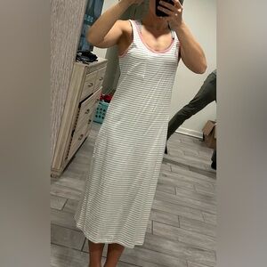 Small Pink Lily Gray and White Striped Dress with Pink Accents